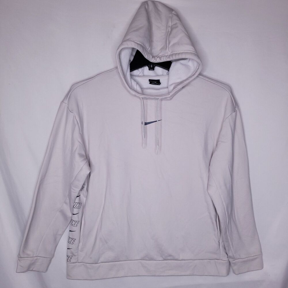 Nike Fleece Hoodie Mens Medium White Pullover Center Swoosh